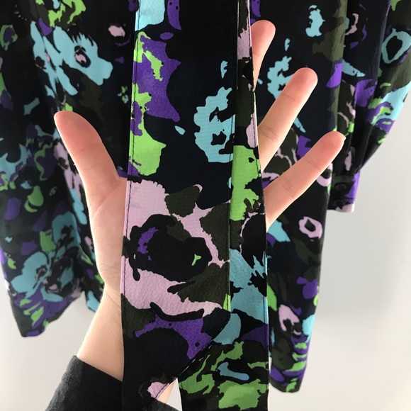 NWT Essentiel Antwerp Wengling Silk Mock Neck Floral Tie Sash Winter 2020 Dress - Picture 13 of 16